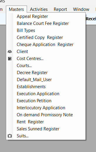 Activities Menu