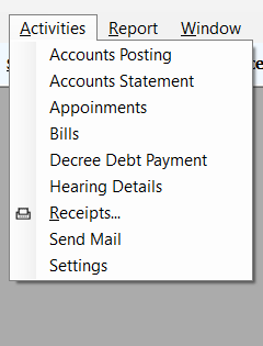 Reports Menu